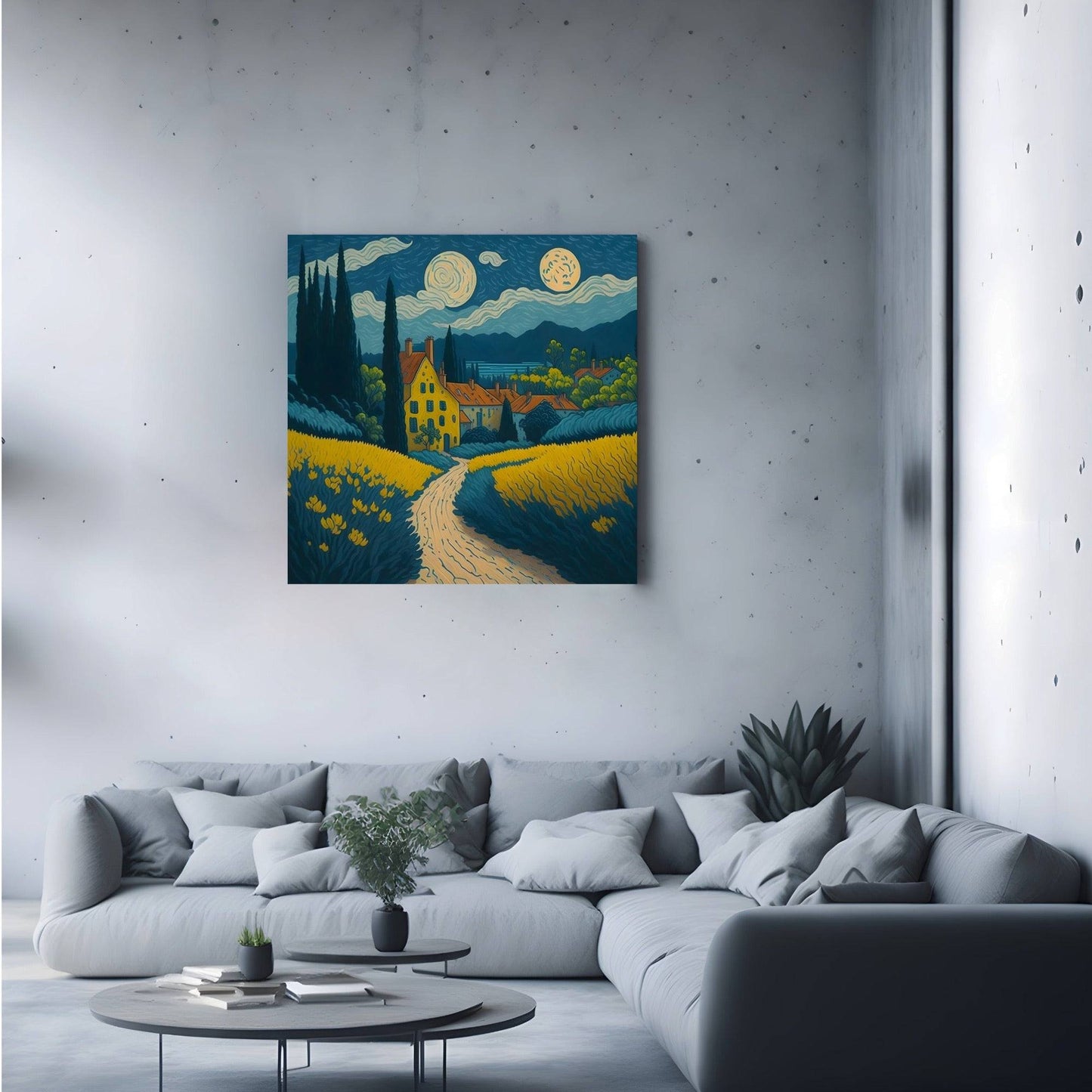 Maisons de campagne - Inspiration Van Gogh Moderne InkConceptArt Tableau