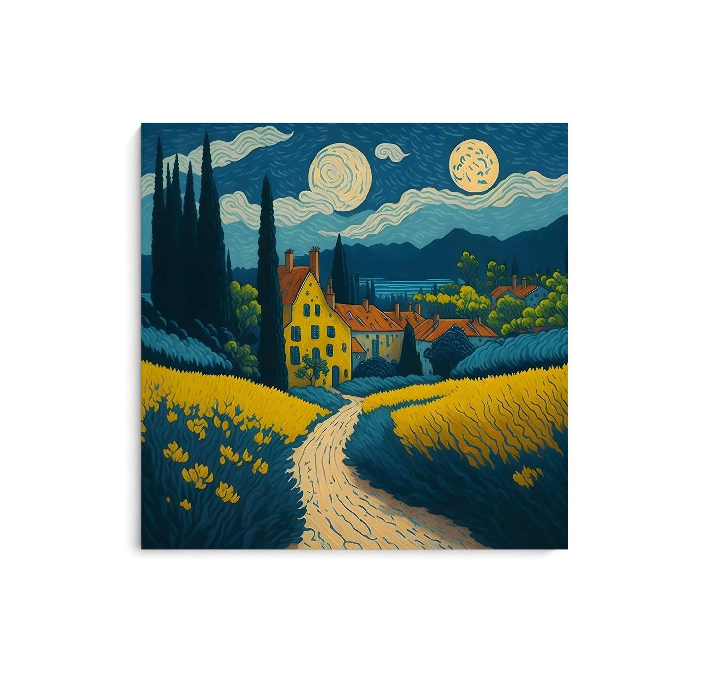 Maisons de campagne - Inspiration Van Gogh Moderne InkConceptArt Tableau