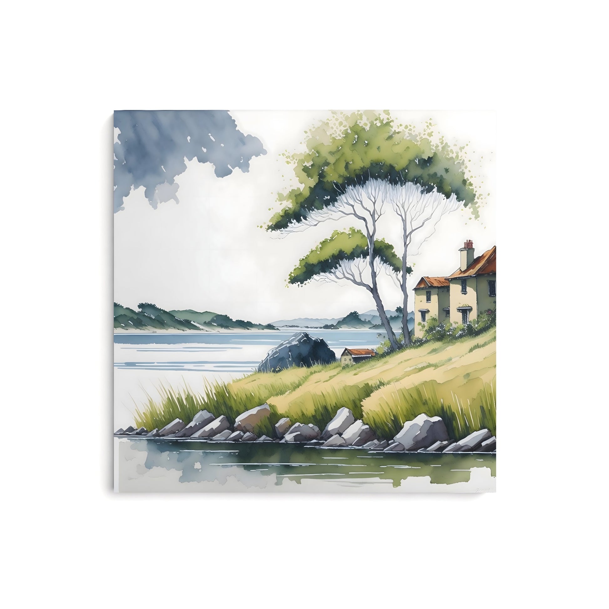 La maison sur l'océan - Lac et Paysage InkConceptArt Tableau